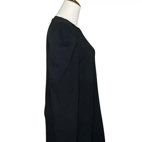 Revamped Womens Black Long Sleeve Midi Dress Size S Puff Sleeve Round Neck - Picture 11 of 16